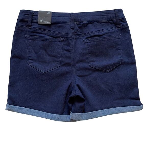 AZ Denim 5-Button Dark Wash Folded Hem Shorts Size 10 NWT - Picture 7 of 15